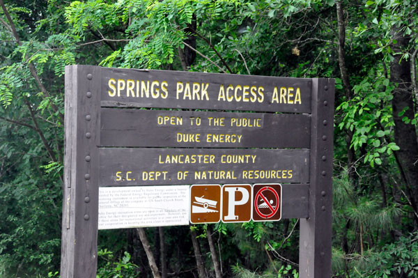 Springs Park Access Area sign